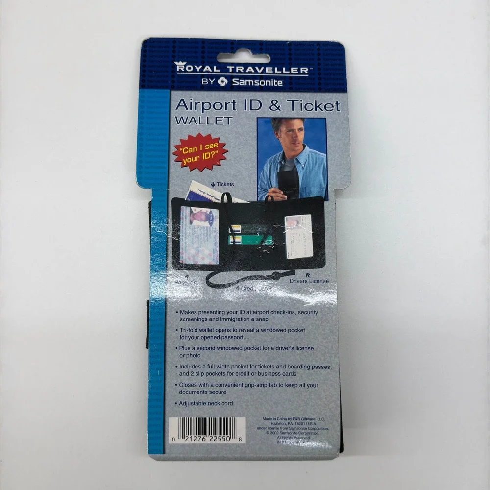 Royal Traveller by Samsonite Airport ID Ticket Wallet Black Passport Holder NEW